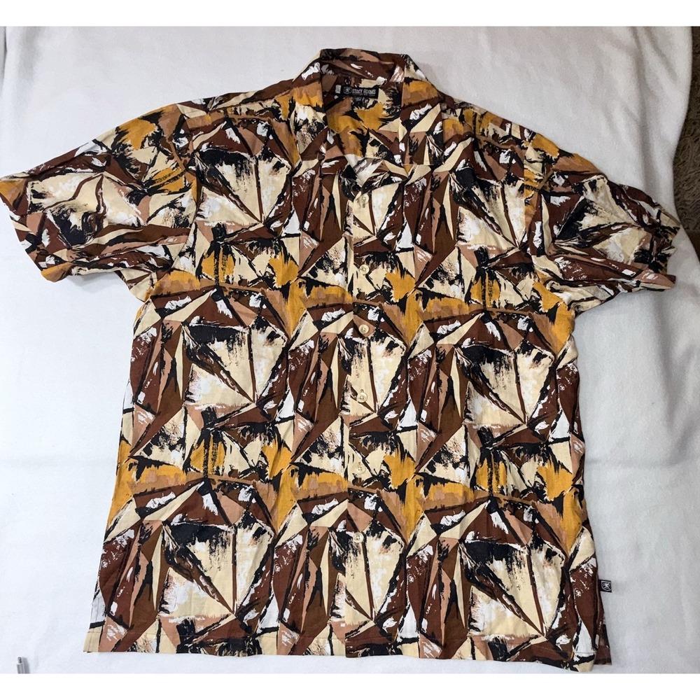 Stacy Adams Men's 3XL‎  Earth-Tone SS Button-Up Shirt Linen Blend Hip-Hop